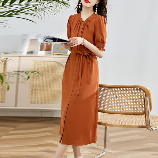 夏季新款，圆领系腰带直筒连衣裙HR-LMYS617-1 商品图3