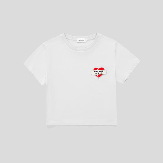 GOODBAI 爱心OK绷刺绣短款T恤 商品图1