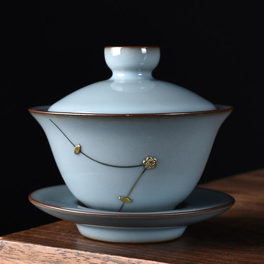 【日用百货】-陶瓷焗钉三才盖碗高档小茶碗 商品图0