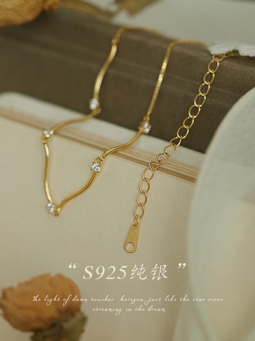 Oflye潮流饰品  S925银不规则水波纹设计感银饰项链小众夏季新款锁骨链颈链女 商品图2