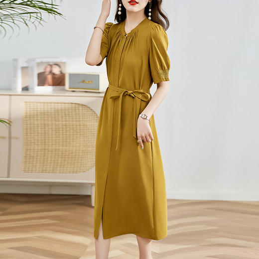 夏季新款，圆领系腰带直筒连衣裙HR-LMYS617-1 商品图4