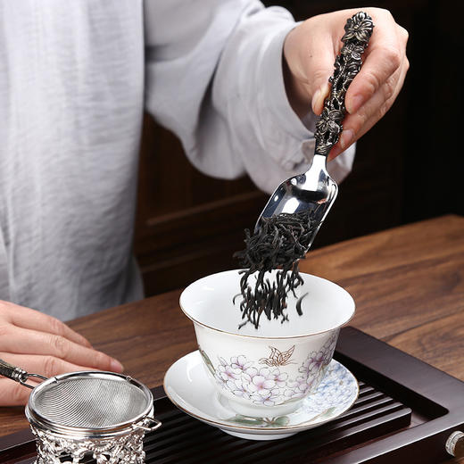 【日用百货】-仿古钢合锌绿松石茶刀茶勺茶夹过滤茶道配件 商品图2
