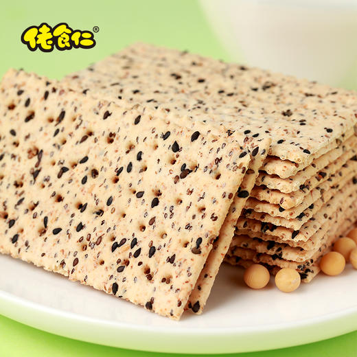 佬食仁无糖黑芝麻苏打饼干整箱高纤控糖人零食奇亚籽早餐代餐饱腹 商品图3