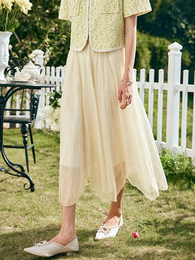 OLrain欧芮儿法式雪纺半身裙女夏季2023年新款高腰不规则A字纱裙