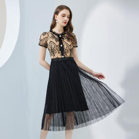 NF8H6斯尔丽瑟俪2023夏季新款法式浪漫甜美蕾丝拼接小礼服连衣裙