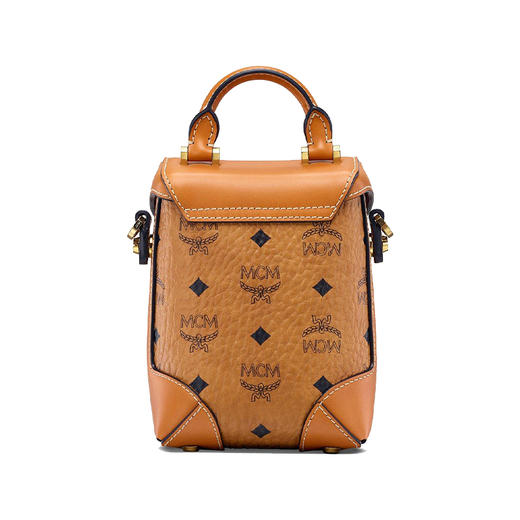 MCM 奢侈品 女士涂层帆布手提单肩斜挎包干邑色LOGO图案 MWRAABF03CO001 商品图3