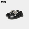 MIO米奥秋季粗跟圆头小皮鞋方扣复古单鞋一脚蹬乐福鞋女 M234500568 商品缩略图3