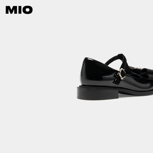 MIO米奥春季真皮丁字玛丽珍鞋蝴蝶小皮鞋粗跟方头浅口单鞋女鞋M234430114 商品图4