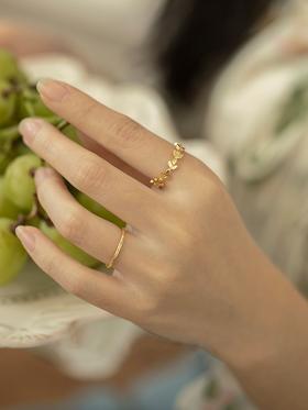 Oflye潮流饰品  轻奢树叶戒指女新款小众叶子设计感复古食指开口戒女★