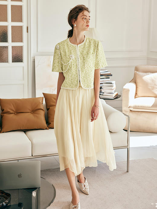 OLrain欧芮儿法式雪纺半身裙女夏季2023年新款高腰不规则A字纱裙 商品图3