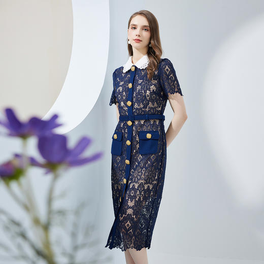 NF8H1斯尔丽瑟俪2023夏上新蕾丝职业白领小礼服时尚宴会连衣裙 商品图2