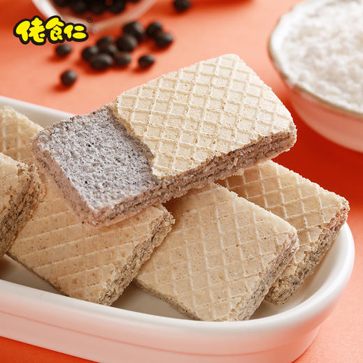 佬食仁黑粗粮威化饼整箱健康零食五谷杂粮多口味早餐夹心饼干面包 商品图2