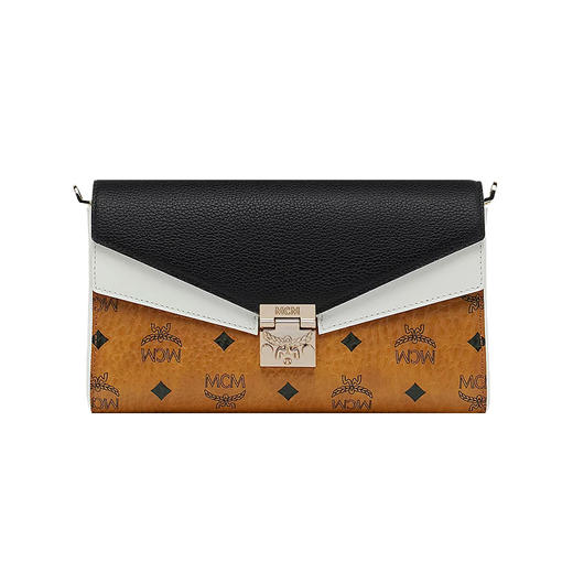 MCM 奢侈品 女士Millie Visetos系列干邑色涂层帆布配皮单肩斜挎手拿链条包 MYZ9SME80CB001 商品图0