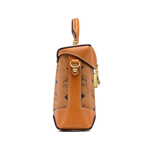 MCM 奢侈品 女士涂层帆布手提单肩斜挎包干邑色LOGO图案 MWRAABF03CO001 商品图4