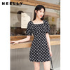 NEELLY纳俪商场同款法式复古连衣裙女夏季新款刺绣显瘦收腰小黑裙N23054Y06677 商品缩略图2