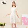 女装一字领蕾丝印花盘扣装饰长款连衣裙-110Q3222023 商品缩略图0