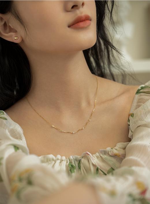 Oflye潮流饰品  S925银不规则水波纹设计感银饰项链小众夏季新款锁骨链颈链女 商品图5