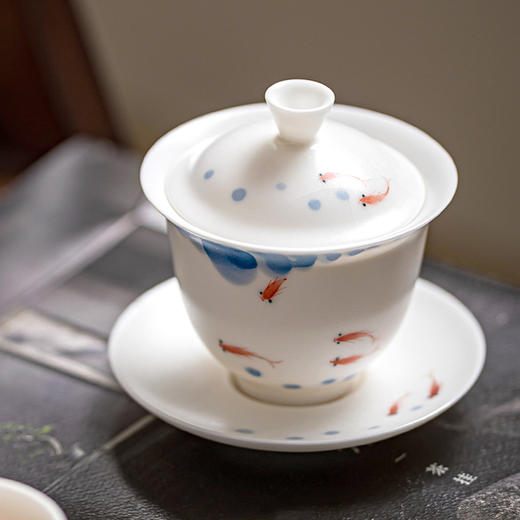 【日用百货】-汝窑复古三才盖碗家用陶瓷泡茶杯手绘敬茶碗 商品图2