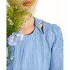 初语蓝色压褶设计感连衣裙女短袖2023夏季新款圆领收腰茶歇裙中裙 商品缩略图2