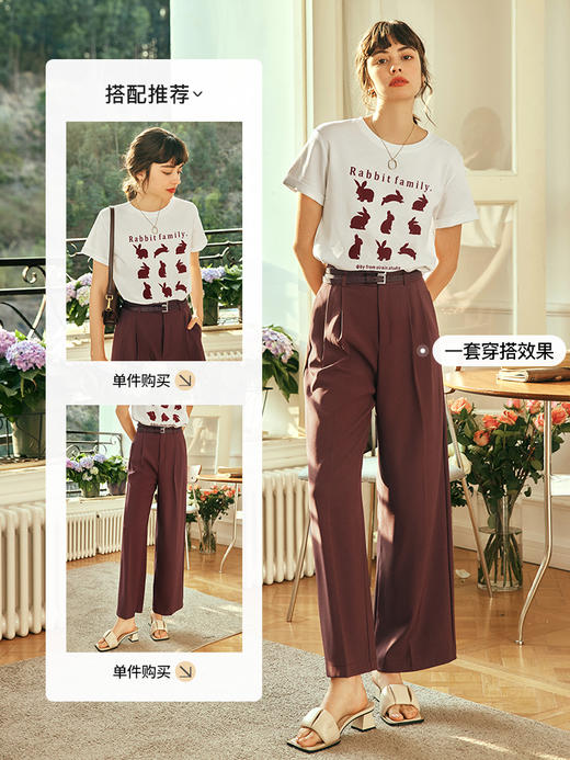 OLrain欧芮儿法式白色短袖T恤女夏季2023年新款卡通印花减龄上衣 商品图3