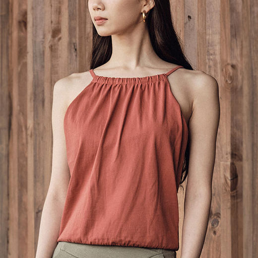 跃牌【洛水之神系列】宽松简约普拉提训练带胸垫吊带瑜伽背心HN157（舒绒棉面料，棉94.8氨纶5.2） 商品图0