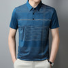 【高端大气❗️中老年男士冰丝短袖】轻薄透气舒适柔软，T恤男士夏季薄款宽松爸爸男装条纹印花Polo衫男式父亲节礼物粉丝专属七夕男士父亲节礼物新年礼盒年货礼盒 商品缩略图0