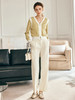 OLrain欧芮儿法式杏色休闲裤女春季2023新款高腰直筒开叉阔腿裤子 商品缩略图3