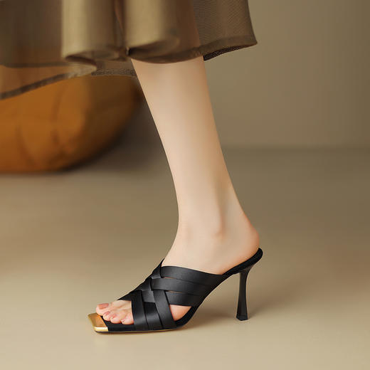 优雅百搭，真丝编织高跟拖鞋DB-M5621 商品图8