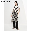 NEELLY纳俪商场同款黑白格子叠穿镂空吊带连衣裙两件套白色T恤夏N23061Z01208 商品缩略图0