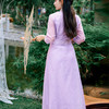 FLZD-2382禅意女装中国风改良汉服仙气复古文艺交领修身长裙紫色茶服连衣裙 商品缩略图2