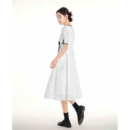 初语白色新中式盘扣连衣裙女2023夏季新款肌理感国风气质裙仙女裙 商品图3