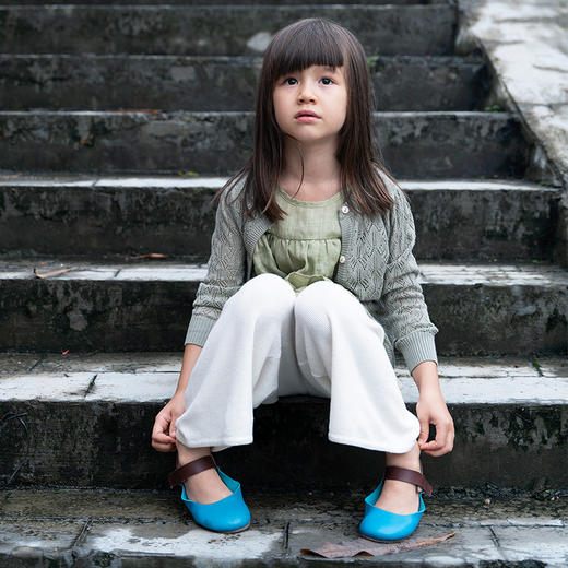 三茉童装/M165/白色华夫格薄款纯色纯棉女童休闲针织长裤 商品图4