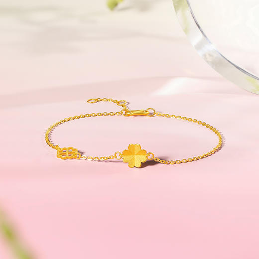 周六福黄金四叶草手链女足金计价O字链送女生礼物 商品图3