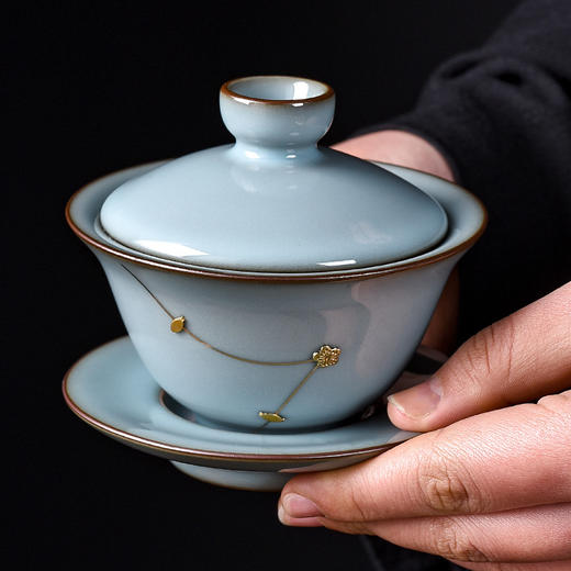 【日用百货】-陶瓷焗钉三才盖碗高档小茶碗 商品图1