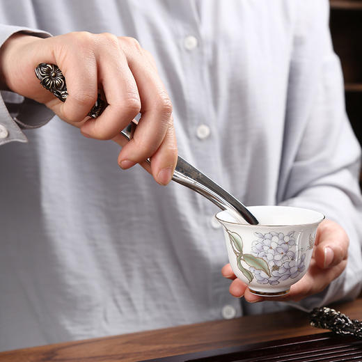 【日用百货】-仿古钢合锌绿松石茶刀茶勺茶夹过滤茶道配件 商品图3