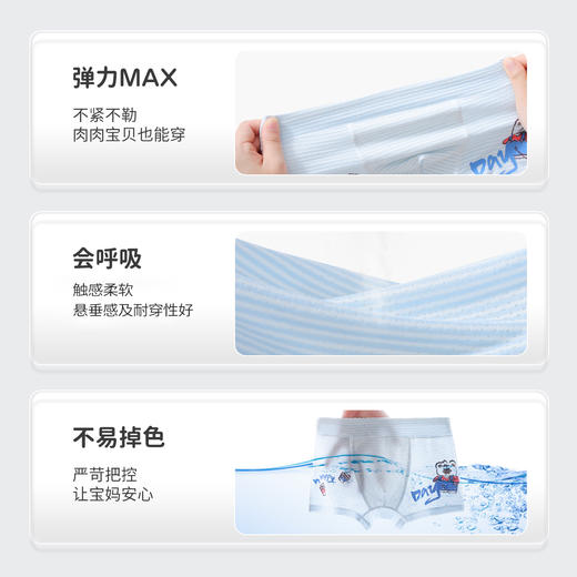 【4条装】【110，150，160】【5A抑菌网眼透气】男童清爽网眼透气内裤精典泰迪 商品图6