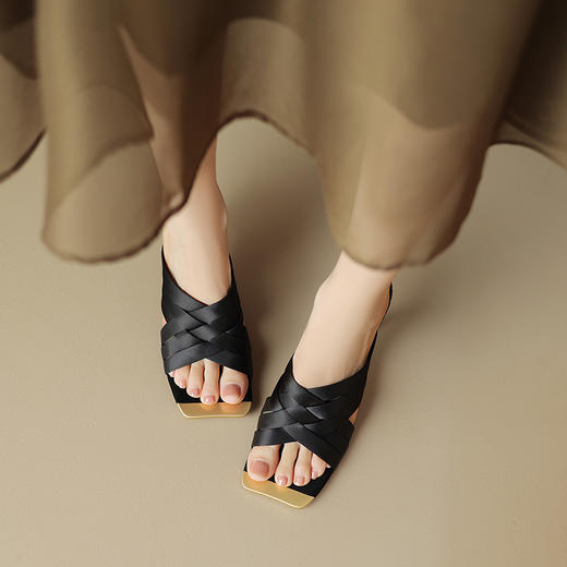 优雅百搭，真丝编织高跟拖鞋DB-M5621 商品图11