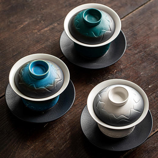 【日用百货】-渐变山海行三才盖碗茶杯单个家用陶瓷 商品图3
