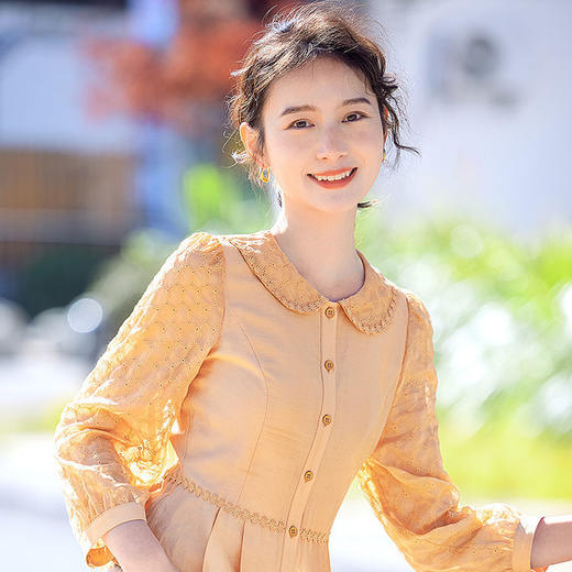 DD-仙洋气文艺衬衫女长袖春装设计感小众2023新款女娃娃领修身衬衣 商品图3