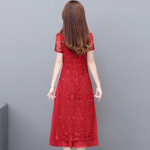 QYM JA20-L提花复古中式改良旗袍裙优雅连衣裙 商品图2