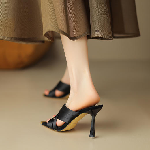 优雅百搭，真丝编织高跟拖鞋DB-M5621 商品图7