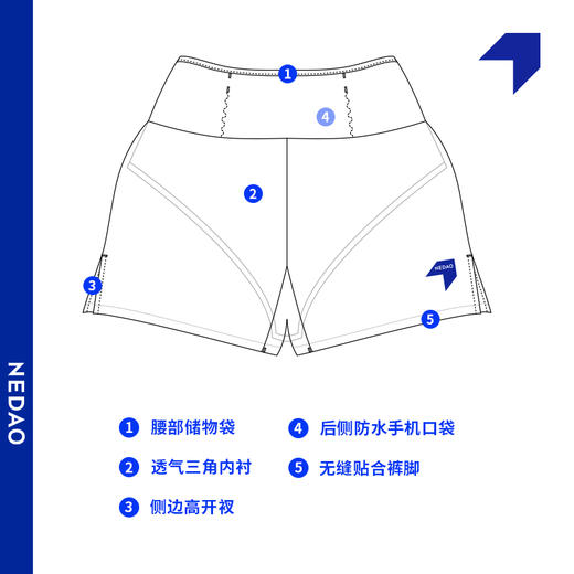 男子跑步短裤 NEDAO内道 3寸越野跑马拉松跑步装备 跑步训练短裤 商品图1