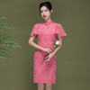 OY-230183夏季新款优雅提花桑波缎荷叶袖年轻改良款旗袍连衣裙230183 商品缩略图2