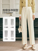 OLrain欧芮儿法式杏色休闲裤女春季2023新款高腰直筒开叉阔腿裤子 商品缩略图0