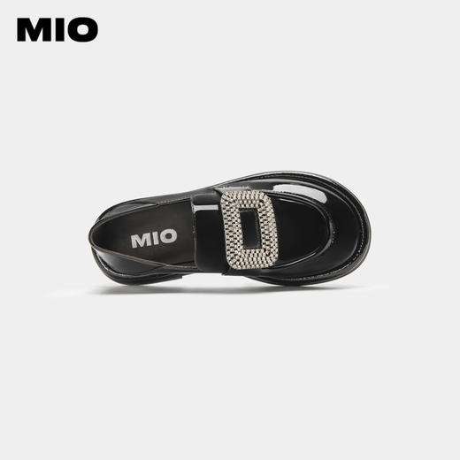 MIO米奥秋季粗跟圆头小皮鞋方扣复古单鞋一脚蹬乐福鞋女 M234500568 商品图2
