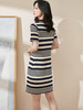米思阳2024夏季新款通勤休闲条纹短袖连衣裙修身弹力针织裙子1733 商品缩略图4