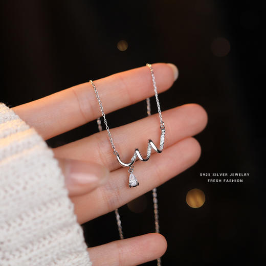 【迎波】S925银几何螺旋锆石项链【YXS-A2909】 商品图2