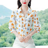 DD-2023夏新款洋气女士七分袖衬衣印花爱心百搭通勤Polo领职业上衣潮 商品缩略图6