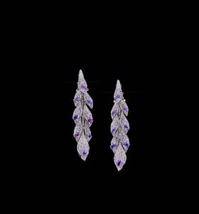 「紫藤」紫色蓝宝石耳环
