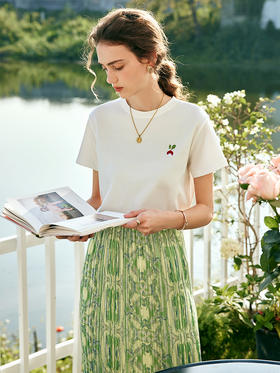 OLrain欧芮儿法式短袖T恤女夏季2023年新款宽松时尚刺绣薄款上衣